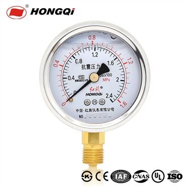 Hongqi Ytn-60mm (2,5 ") roestvrij stalen behuizing bodem vloeistof gevulde manometer M14 * 1,5 G1 /4